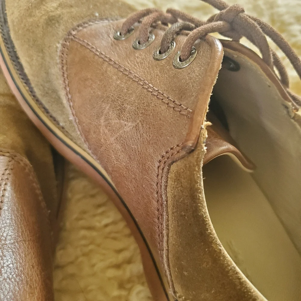 Lacoste sz9 brown‎ leather & suede lace up shoes